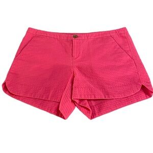 Lilly Pulitzer Bright Pink Textured Sadie‎ Low Rise 4” Shorts Sz 6